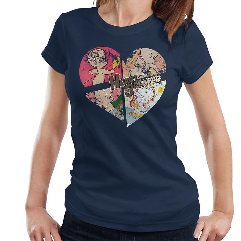 Casper The Friendly Ghost Heart Breaker Women's T-Shirt Navy Blue Medium