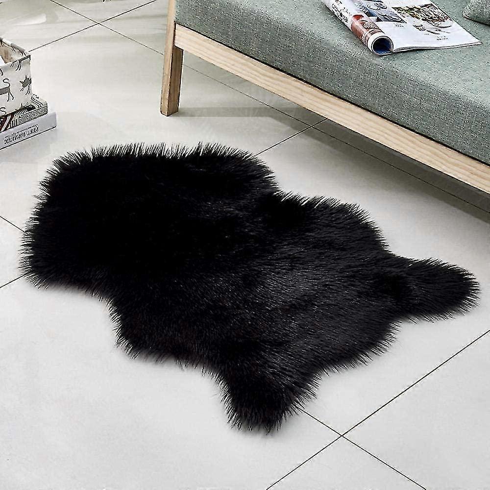 Ersam Fluffy Faux Fur Sheepskin Rug Living Room Bedroom Floor Carpet Rugs Home Decorblack