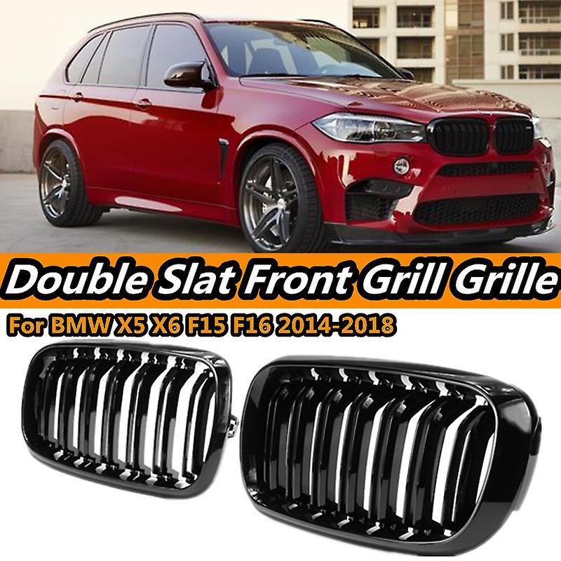 Auto Parts Gloss Black Car Grille Grill Front Kidney 2 Line Double Slat For Bmw X5 F15 X6 F16 X5m F85 X6m F86 2014-2018 Car Accessories