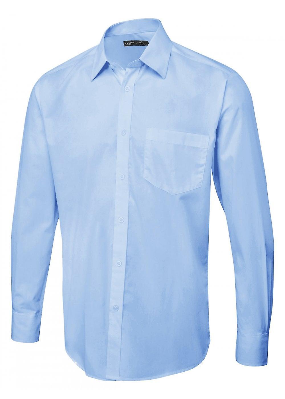 Men's Uneek Mens Long Sleeve Poplin Shirt UC713 Light Blue 16.5