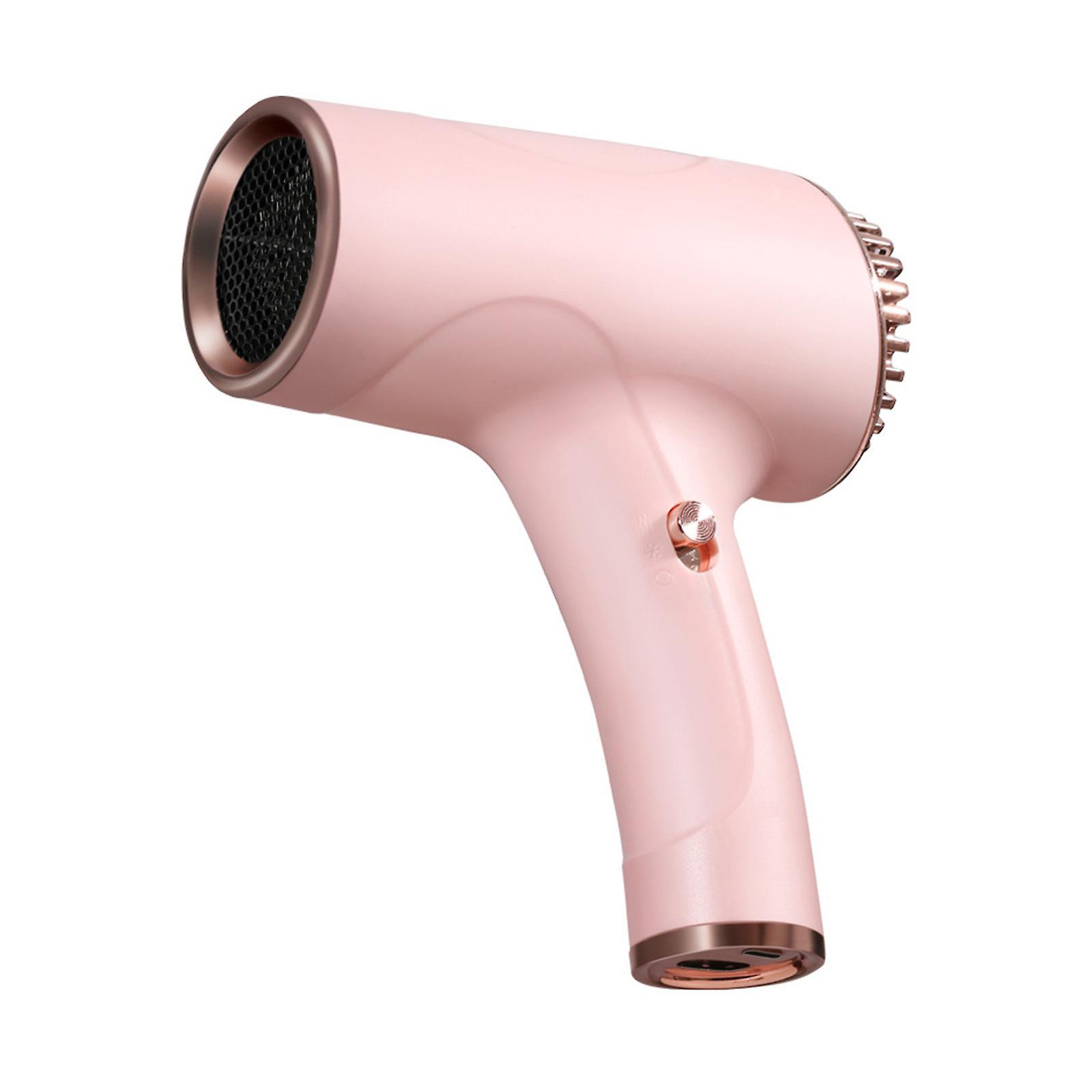 Niutu0 Portable Rechargeable Usb Cordless Hair Dryer Versatile Hairdressing Tool Pink US