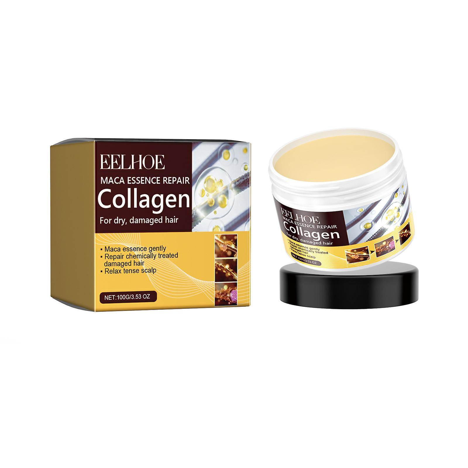 Frusde Collagen Hair Treatment, Collagen Hair Mask, 100g Deep Repair Conditioning Maca Collagen Hair Mask Essence For Dry Damaged Hair 1pcs