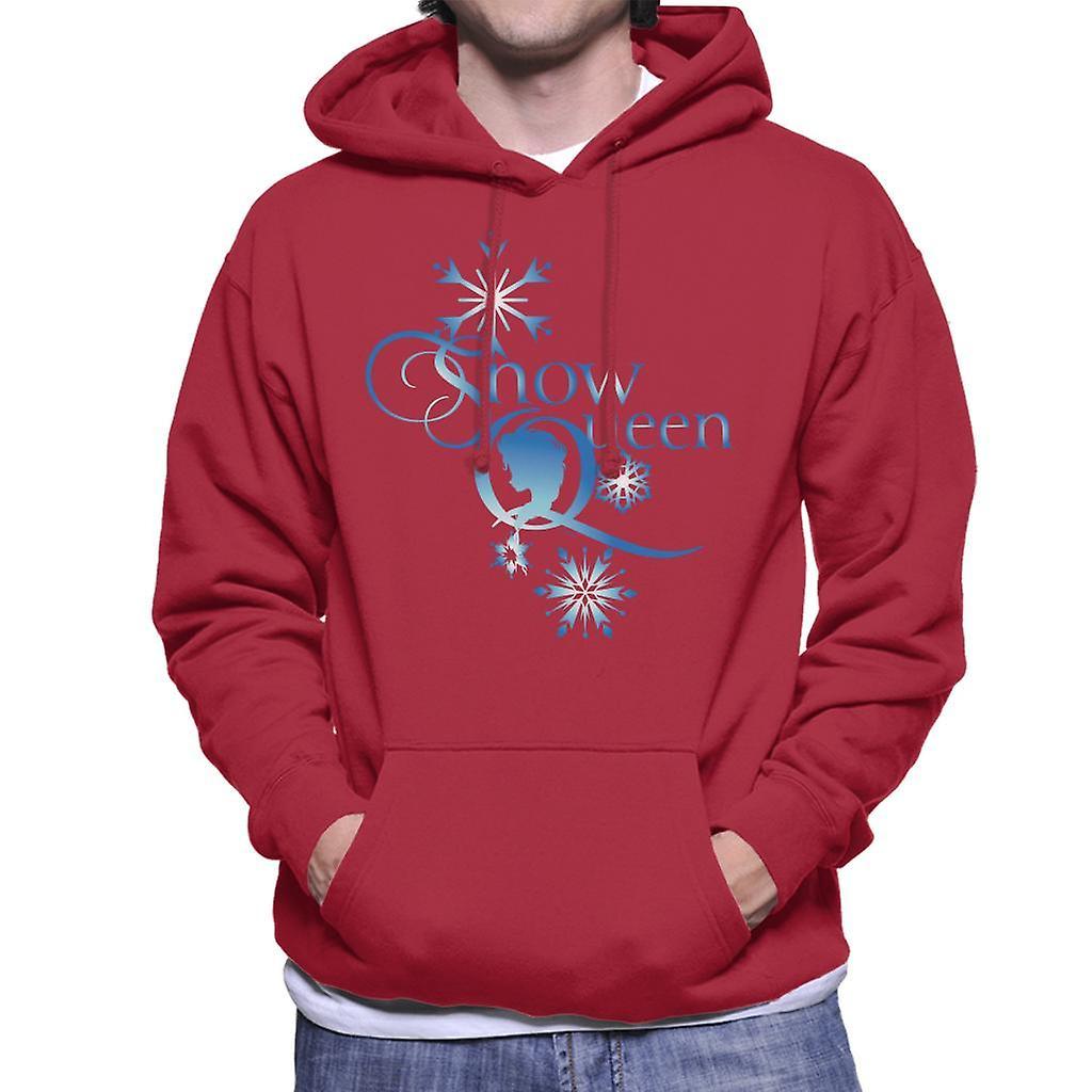 Disney Frozen Snow Queen Snowflakes Text Men's Hooded Sweatshirt Cherry Red Large