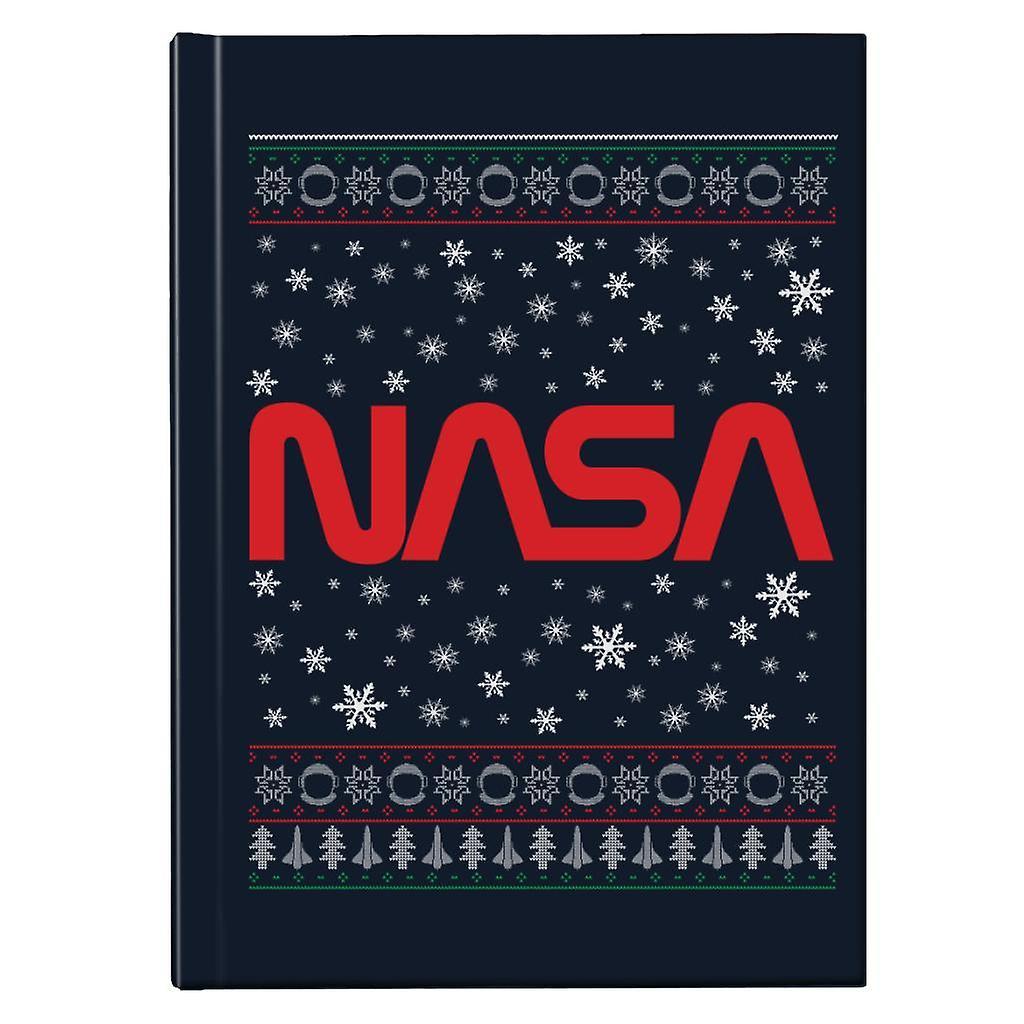 NASA 1975-1992 Logo Christmas Knit Pattern Hardback Journal Navy Blue 13 x 18.5 cm