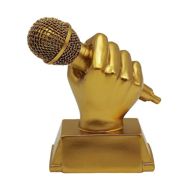 Serh Golden Microphone Trophy - Small Resin Singing Award Trophy Karaoke, Singin1pcs-gold