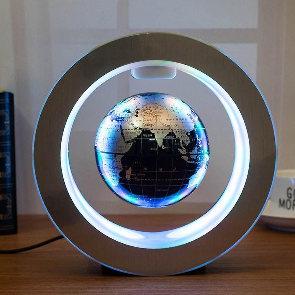 Slowmoose Round Led, World Map Floating Globe Magnetic Levitation Light, Anti Gravity US-Black