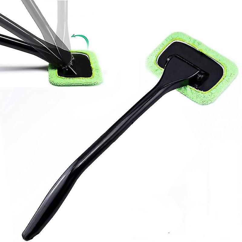 Tianzun Car Windshield Cleaner Brush, Auto Windshield Glass Cleaning Tool Long Handle Washable Reusable Cloth Pad Green