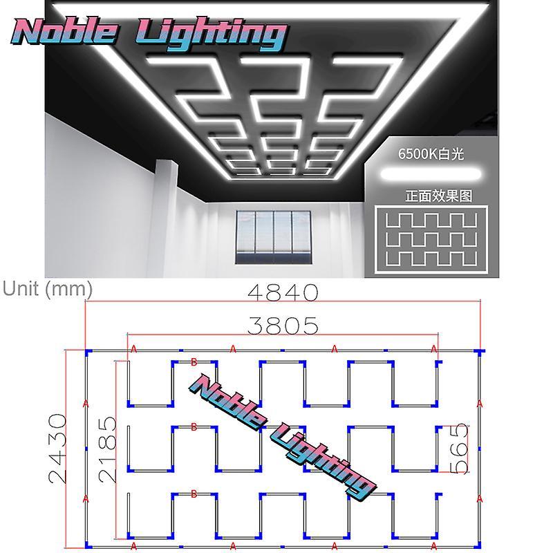 Arysieer Car Detailing 6500k Led Garage Light Hexagon Grid Systems Honeycomb Ceiling Lights For Autocare Workshop Salon Gym Supermarket NB000