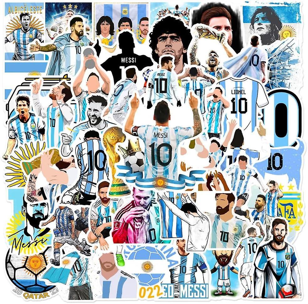 Heyone 50pcs Messi Stickers Soccer Star Argentina Miami Super Player World Cup Copa America Champions Cup Laptop Skateboard Snowboard Water Bottle ...