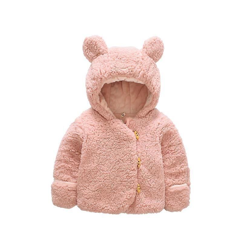 Slowmoose 3m-2y Winter Hooded Jacket- Bear Thicken Cloth pink 6M