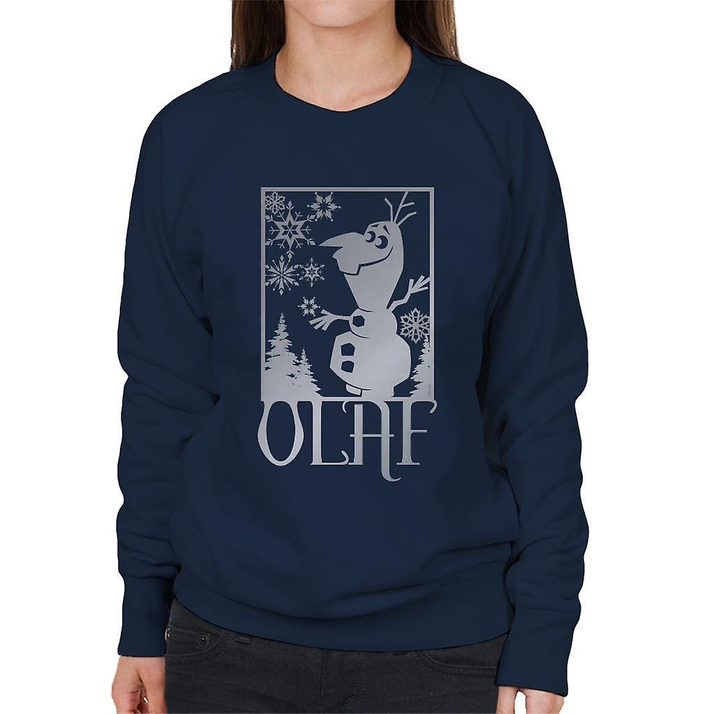 Disney Frozen Olaf Snowflakes Women's Sweatshirt Navy Blue Small