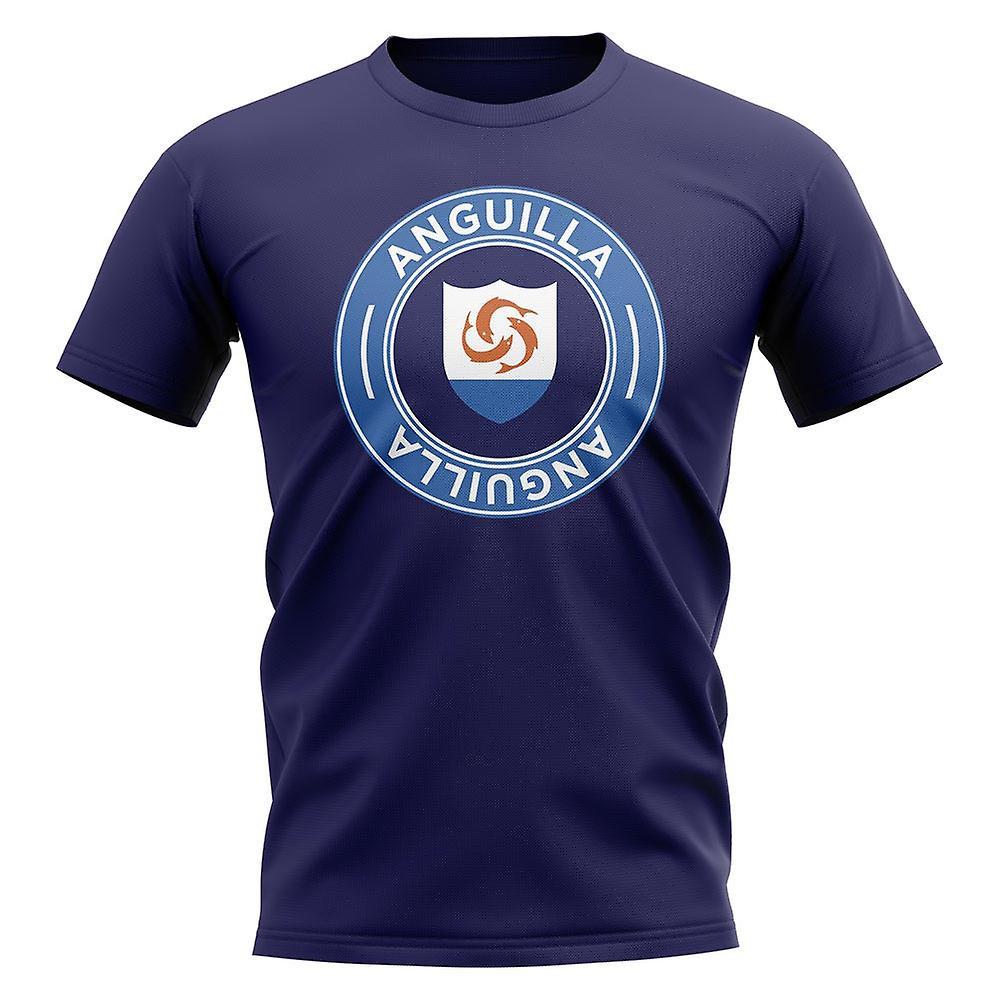 UKSoccerShop Anguilla Football Badge T-Shirt (Navy) MB (7-8 Years)