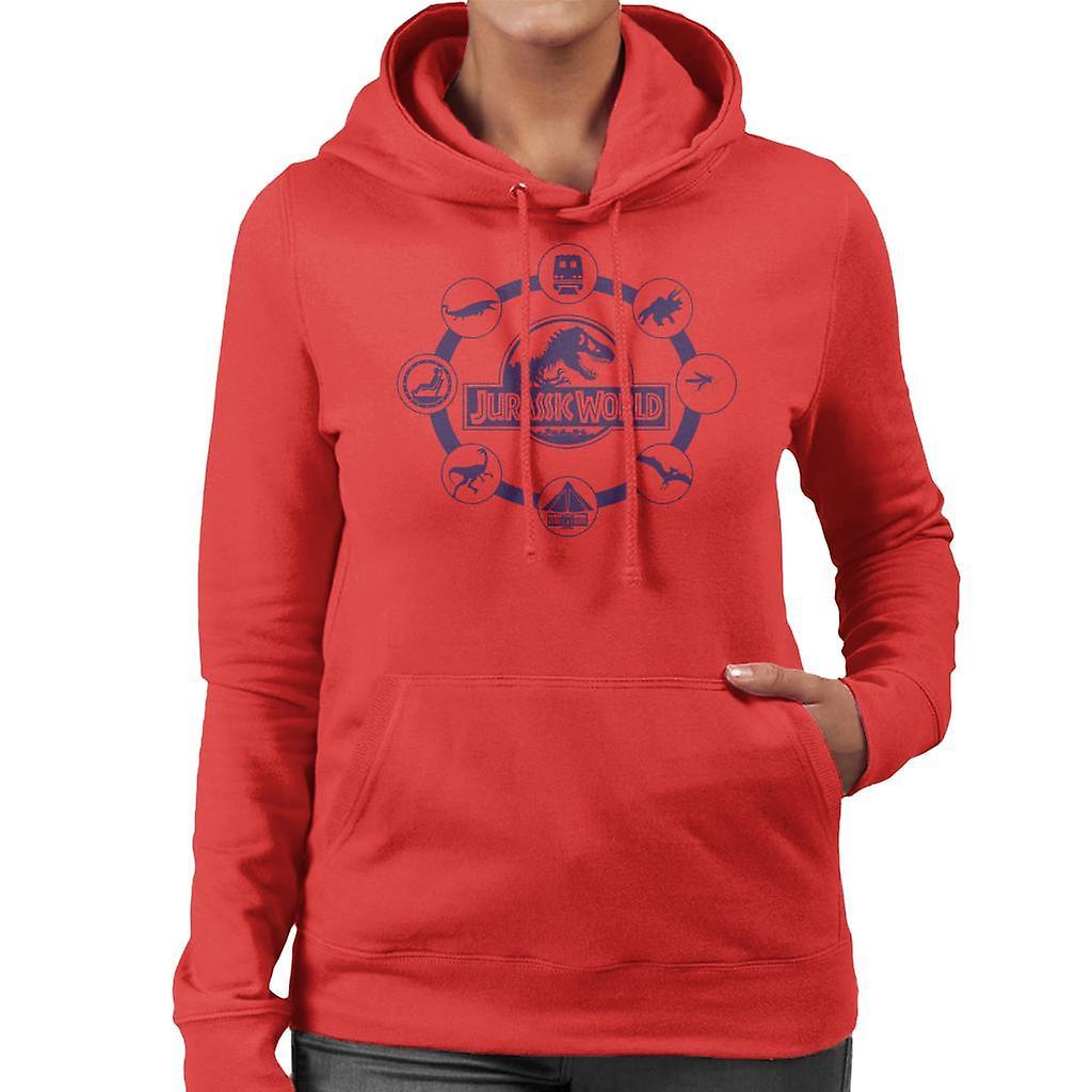 Jurassic Park Jurassic World Film Iconography Women's Hooded Sweatshirt Red Small