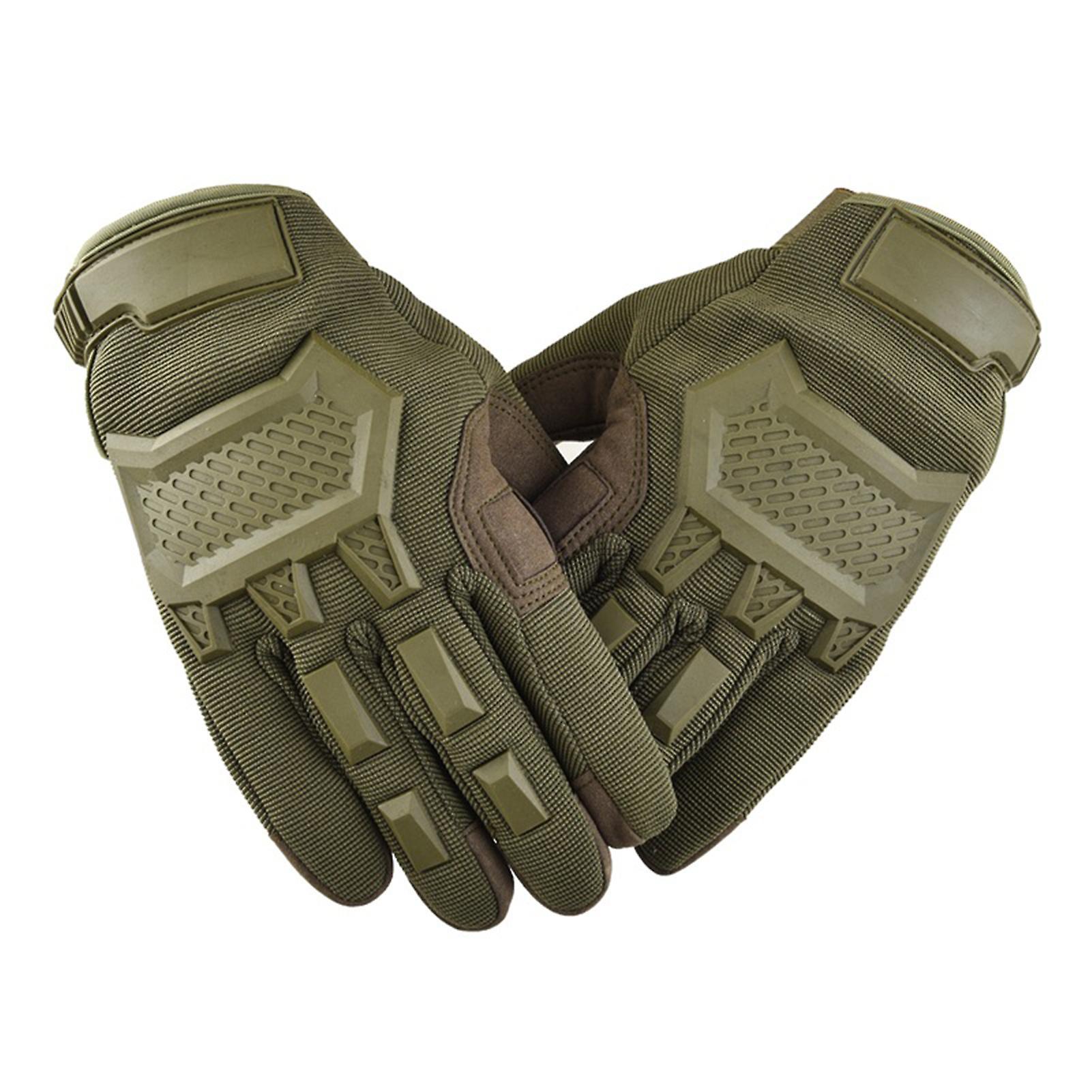 Bigougem 1Pair Riding Gloves Durable Micro Fiber Military Full Fingers Gloves for Motorcycles Army Green M