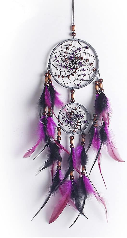 Tinor Purple Dream Catcher With Wood Bead Handmade Indian Dream Cather Net With Feathers Wall Hanging Decoration Ornament