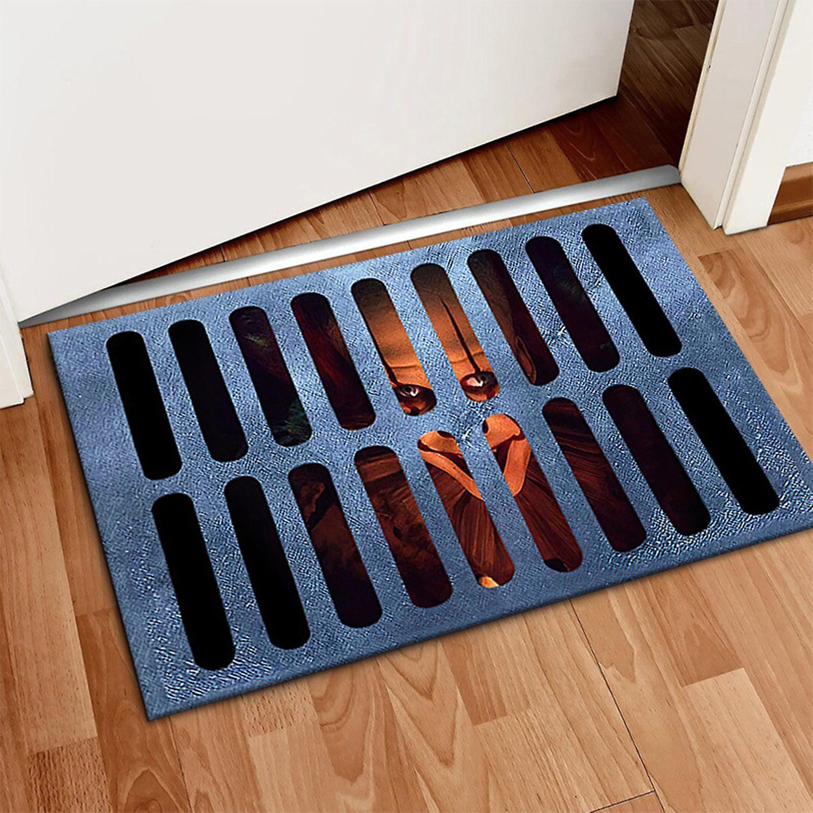 Favrison Halloween 3d Illusion Clown Doormat Horror Movie Clown Halloween Rug Decoration Welcome Doormat Anti-skid Rug D 15.7*23.6In