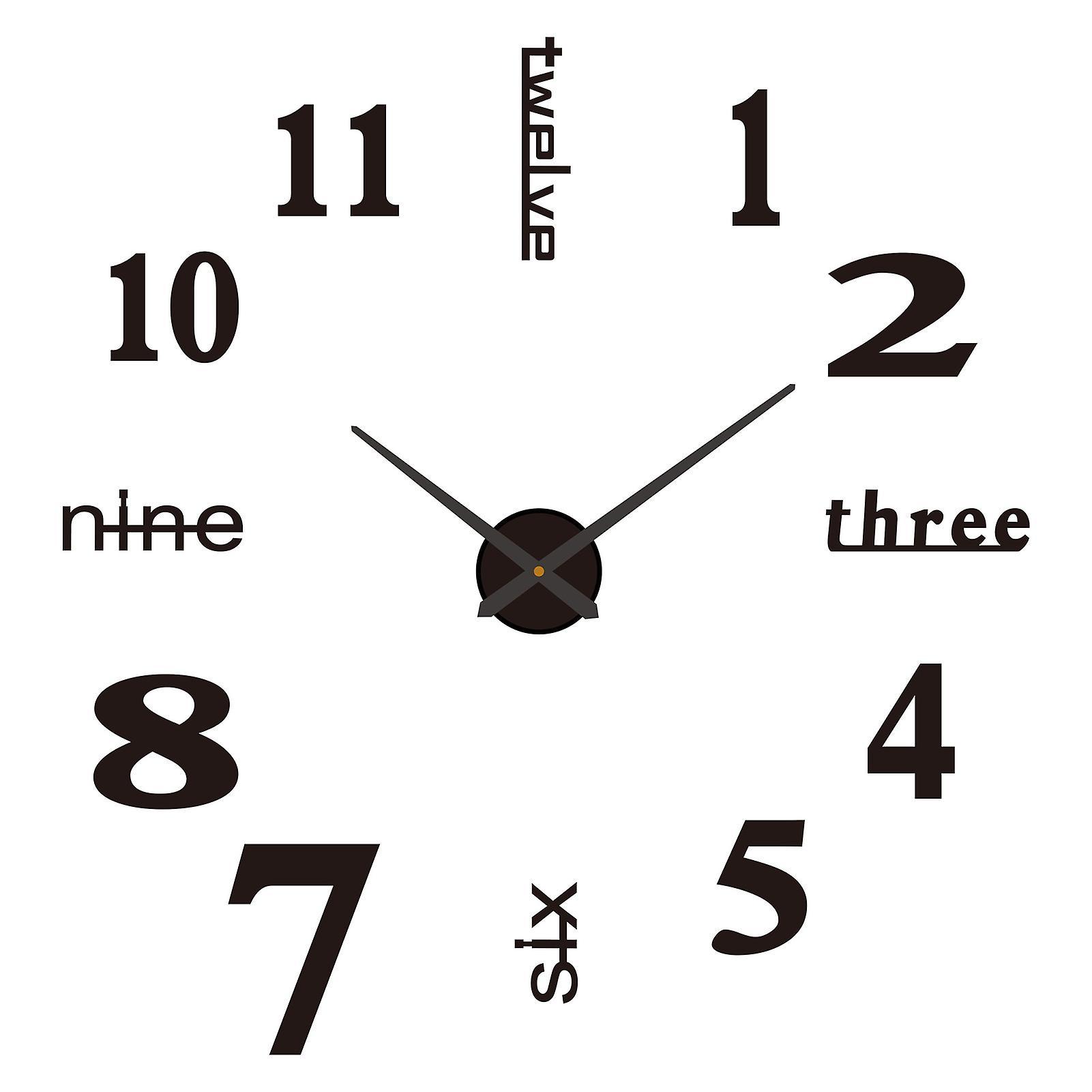 unbrand Frameless DIY Wall Clock Large Modern Design Decor DIY Wall Clock for Home Decorations Black