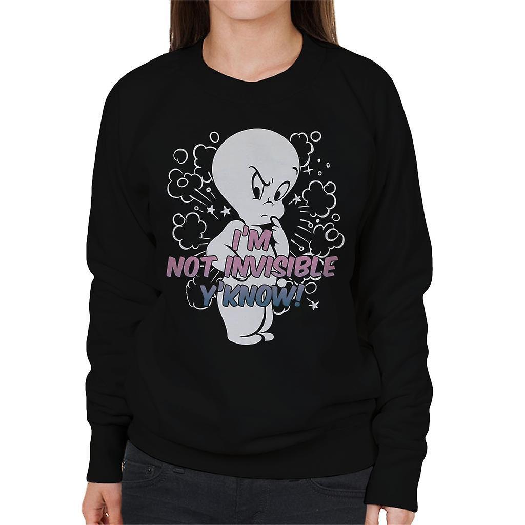 Casper The Friendly Ghost Cross I'm Not Invisible Y'Know Women's Sweatshirt Black XX-Large