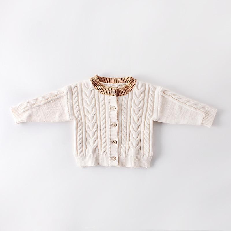 Slowmoose Spring Baby Knitted Clothes Coat Warm Autumn Solid Cardigan Sweater Beige 6M