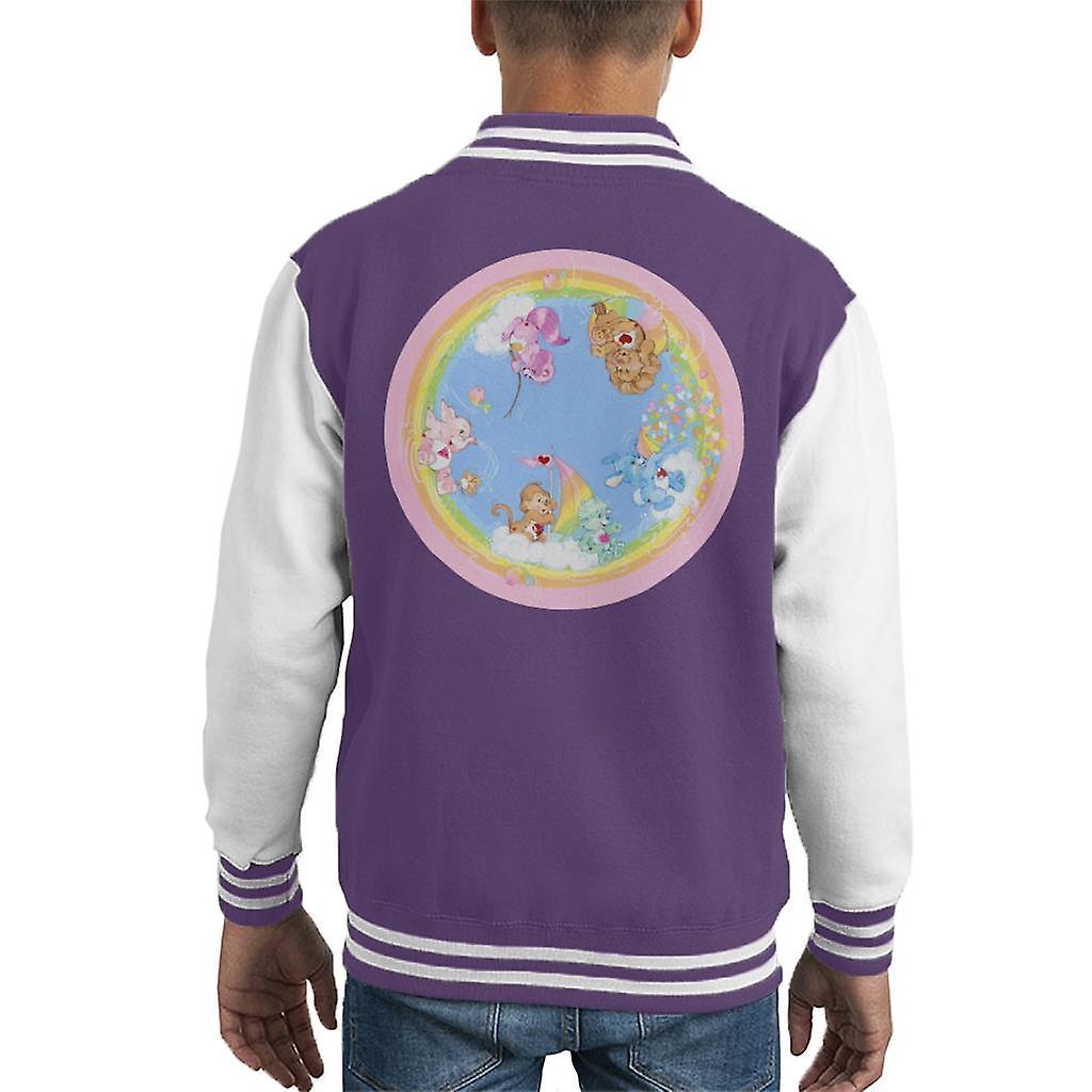 Care Bears Playful Heart Monkey Rainbow Cloud Boat Kid's Varsity Jacket Purple/White Medium (7-8 yrs)