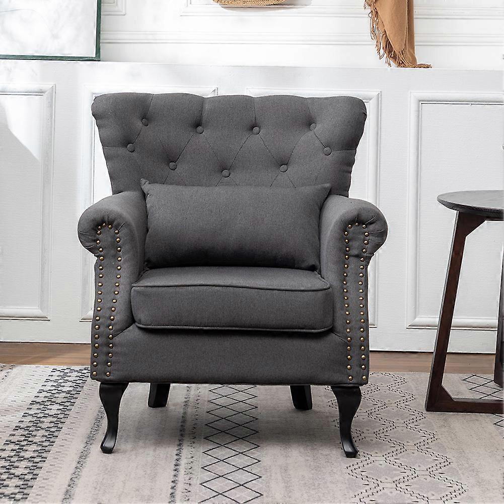 Living And Home Wide Armchair Wingback Chair Upholstered Single Sofa Grey