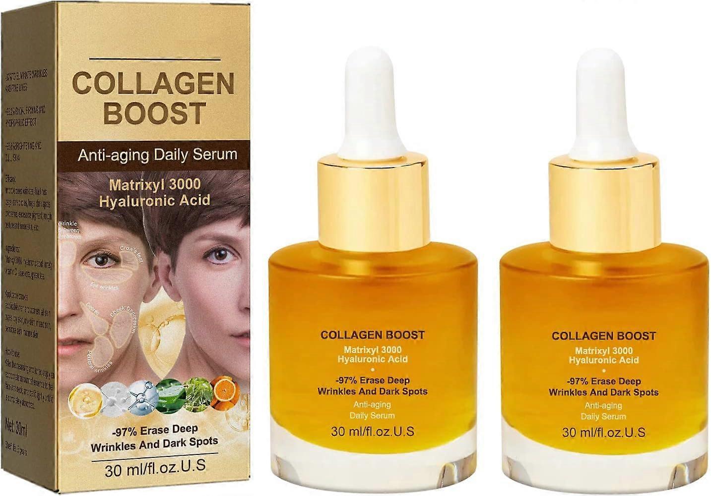 Shenzhenshileidakejimaoyiyouxiangongsi 2 PCS  Advanced Collagen Boost Anti Aging Serum, Advanced Deep Anti Wrinkle Serum for Face, Hyaluronic Acid ...