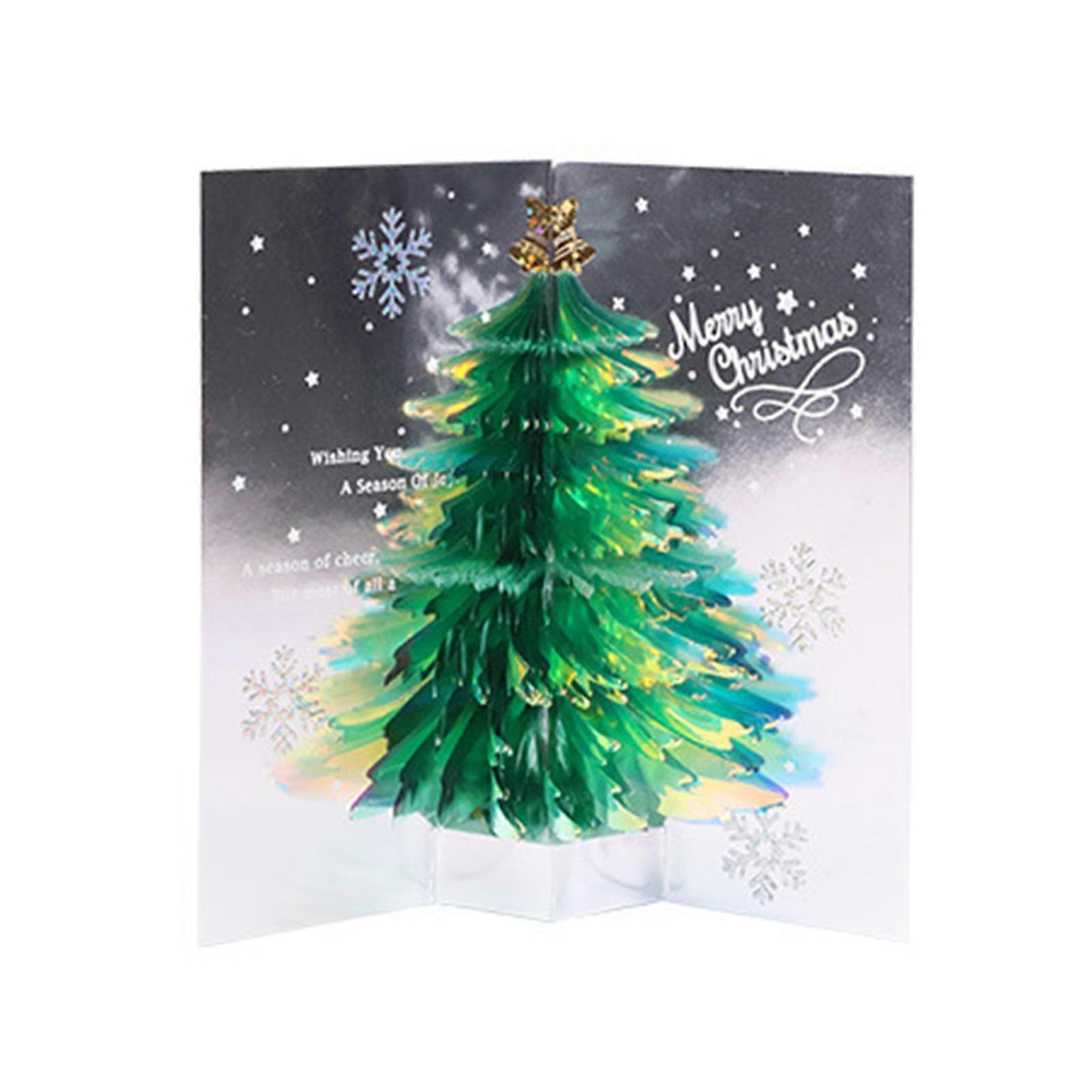 Flasidu 1 Set Nice-looking Greeting Card Realistic Paper 3D Exquisite Christmas Tree Card for Friends Green