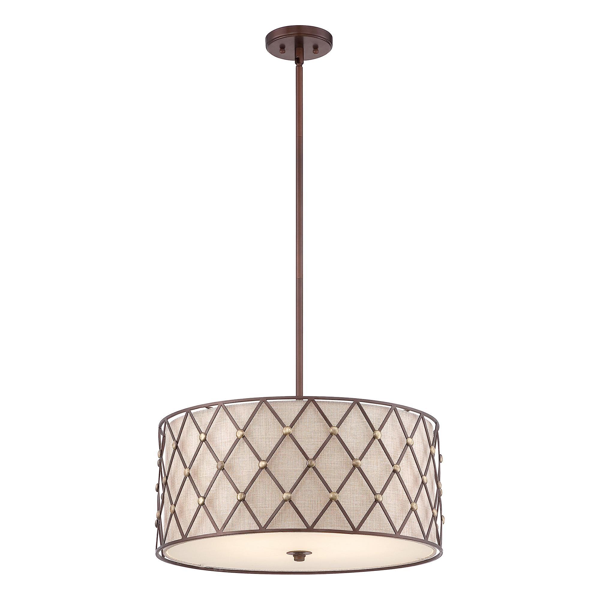 4 Light Large Ceiling Pendant Copper Brown Lattice E27