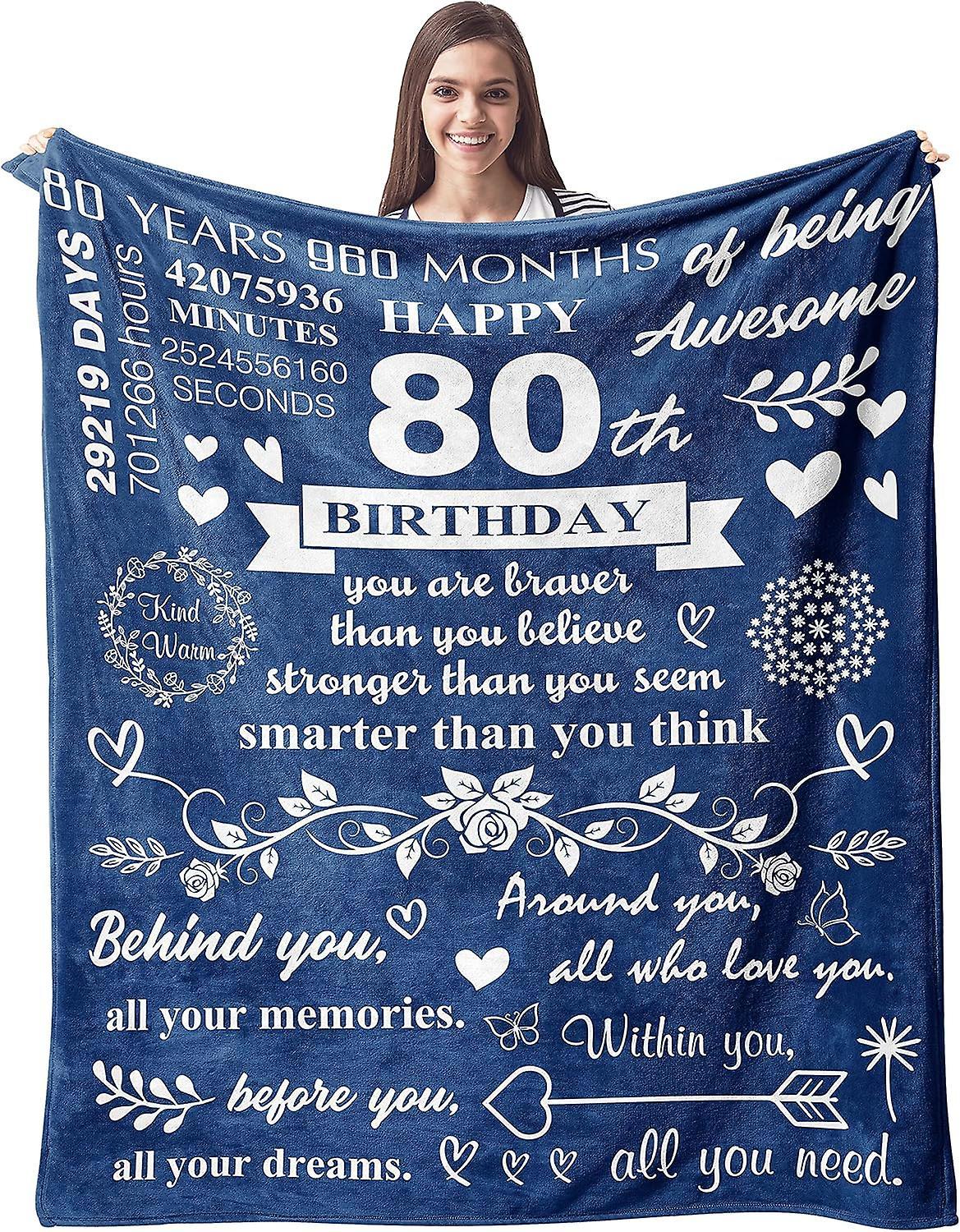 LINCMAN 80th Birthday Gifts For Women/men Blanket 60"x50", Happy 80th Birthday Decorations For Women/men Throw Blankets, 1943 Birthday Gifts For 80...