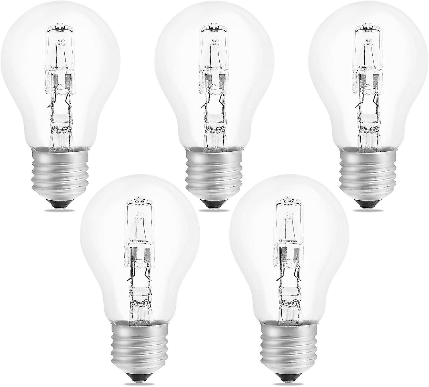 Augro Halogen Bulb E27 A55 42w Dimmable, Ac220-240v, 650lm Warm White 2700k, Transparent E27 Halogen Globe Bulb, Pack Of 5