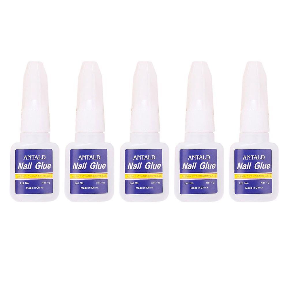 Tinksky 5pcs 10g Brush on Nail Art Nail Glue for Acrylic Nails Press on Nail Glue 8.20X2.90X2.80CM