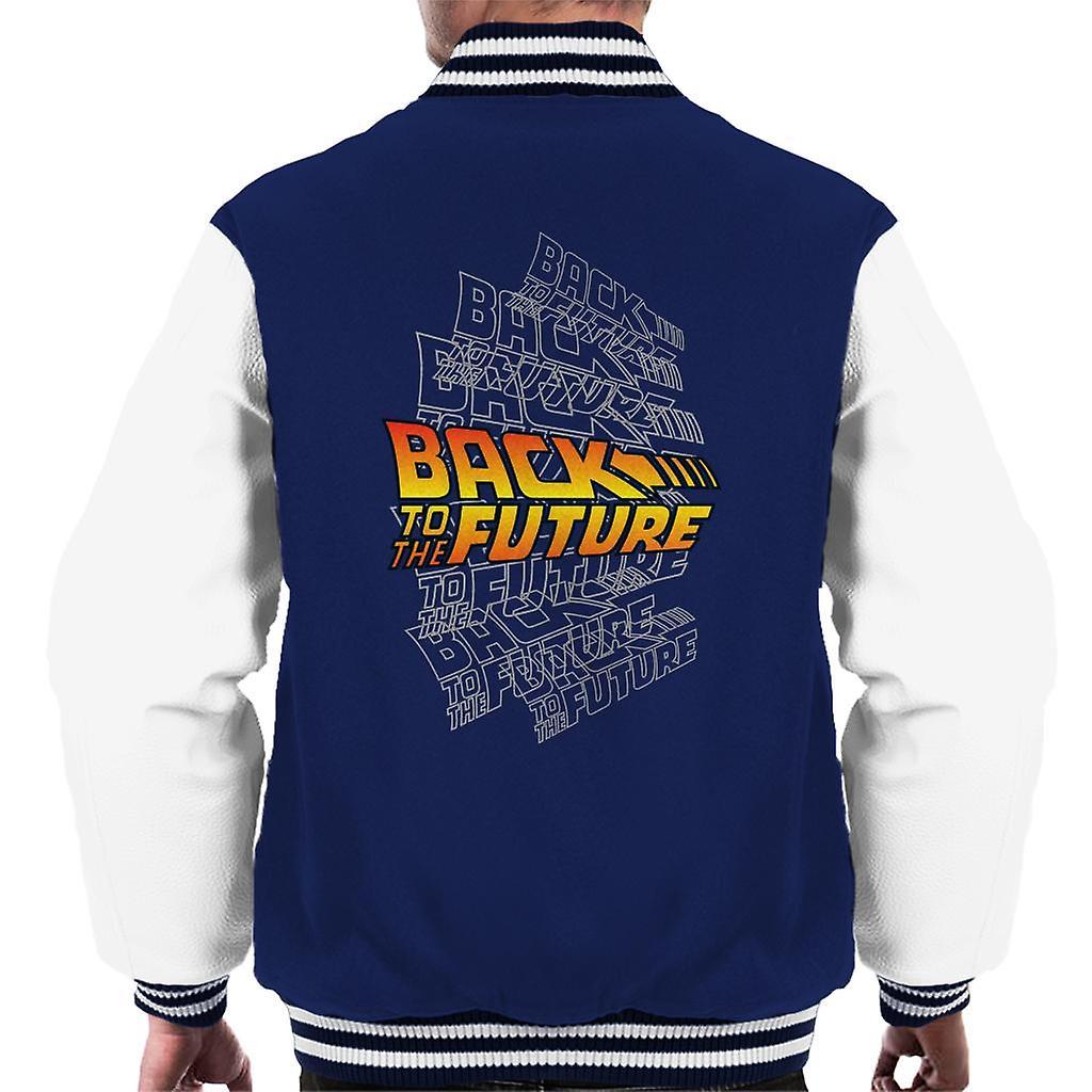 Back to the Future Classic Logo Montage Men's Varsity Jacket Navy/White X-Large