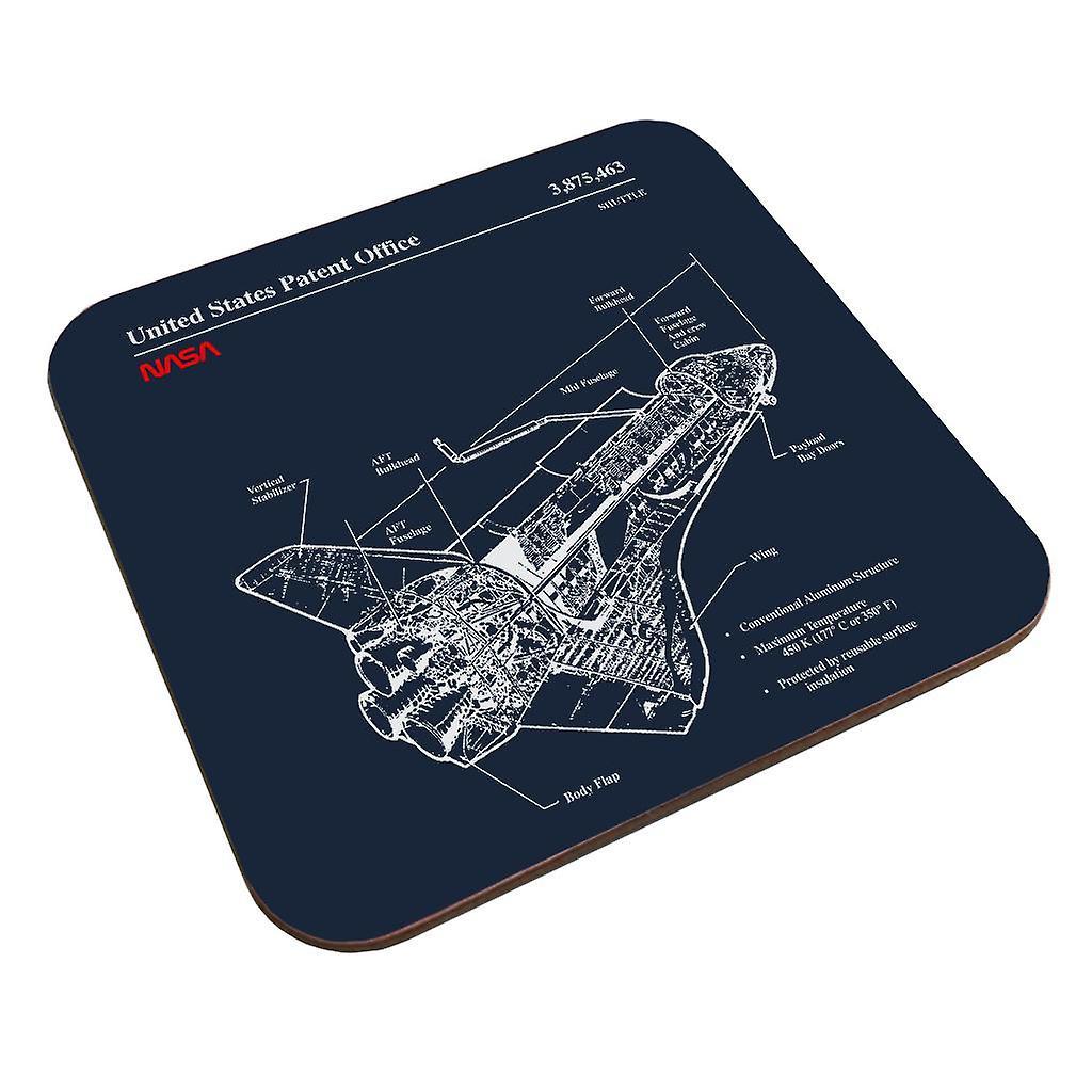 NASA Shuttle Structure Blueprint Coaster Navy Blue 9 x 9 cm