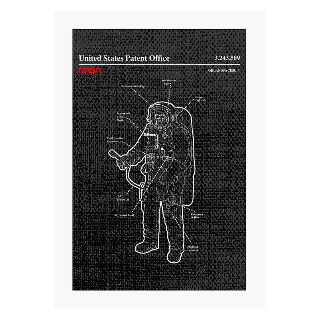 NASA Orlan Spacesuit Blueprint A4 Print Black 21cm x 29.7cm