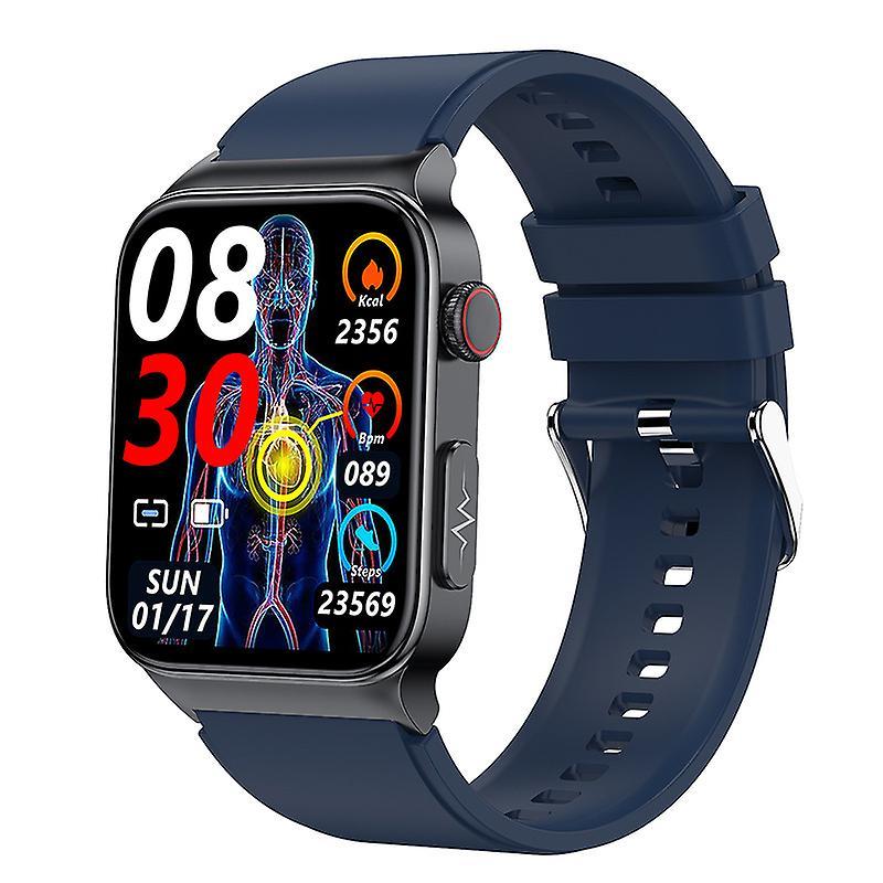 smartwatch OHPA E500 Blood Glucose Monitoring Bluetooth Call for iPhone and Android Blue