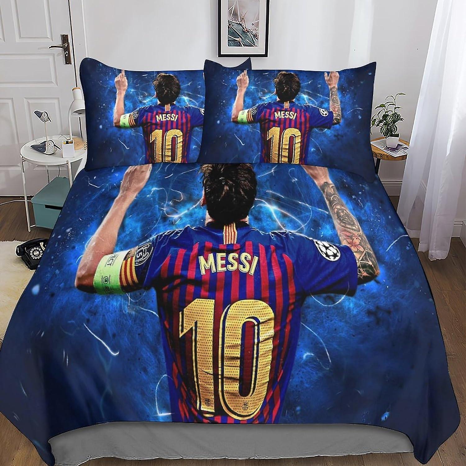 Kerota Messi Duvet Cover Bedding Set 3D Lionel Bedding Set Bed Linen with Zipper Closure Pillowcases Microfiber 3 Pcs for Adults Kids Girls King220...