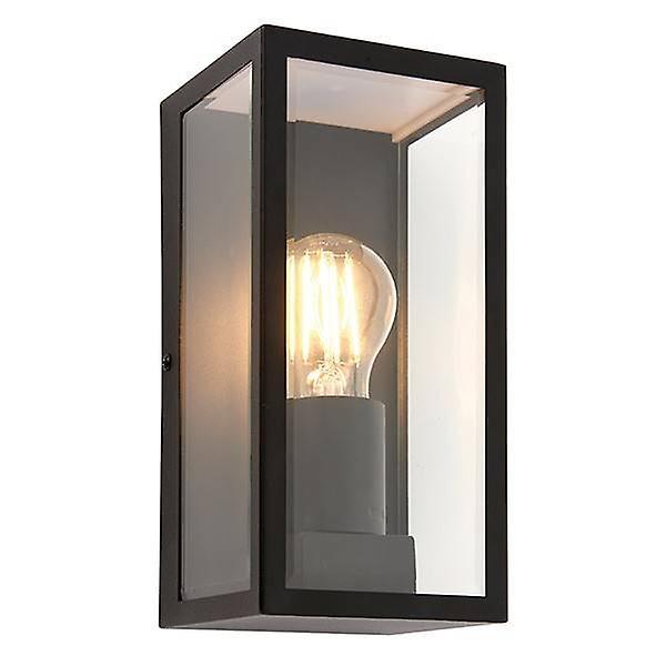 Saxby Lighting Breton 1 Light Outdoor Wall Lantern Matt Black, Glass IP44, E27