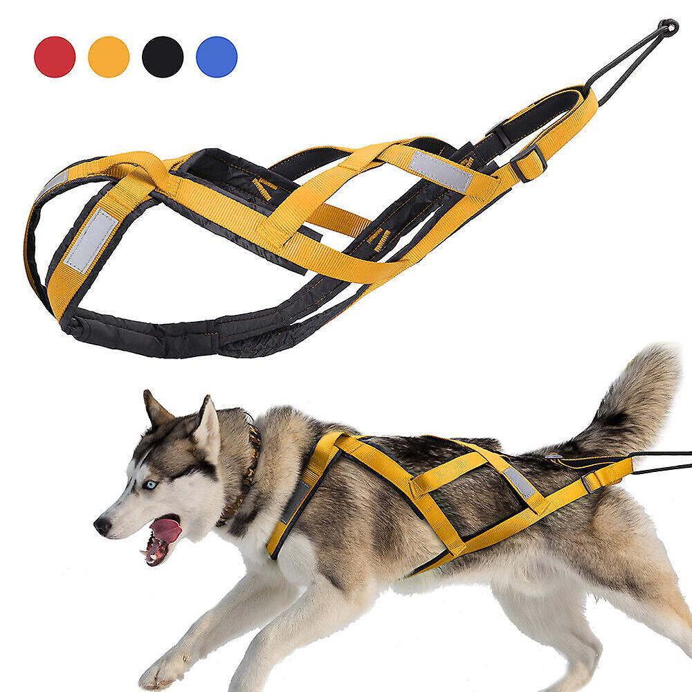 Didog Dog Sledding Weight Pulling Harness Reflective for Pets Training Yellow 3XL