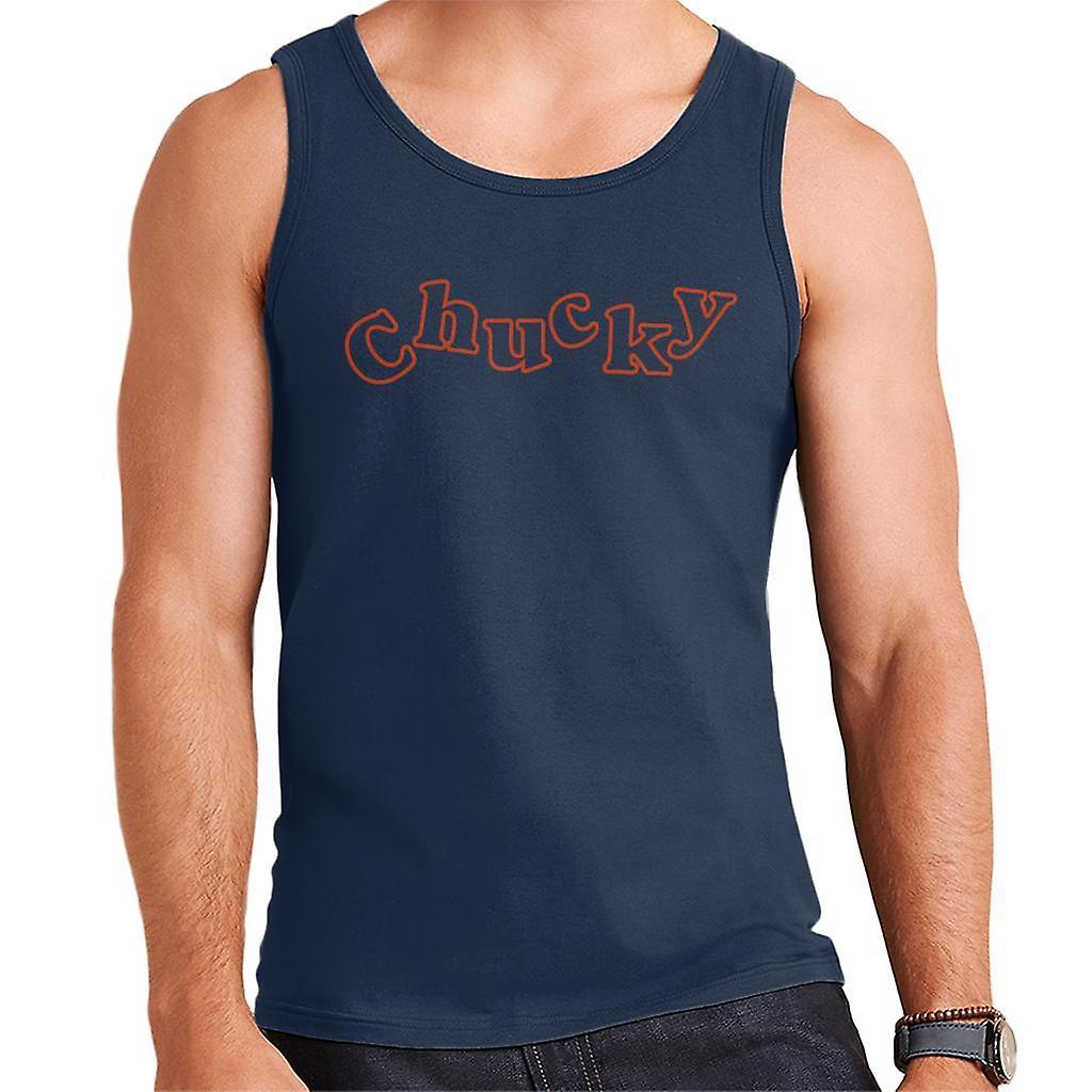 Chucky Playful Font Men's Vest Navy Blue Small