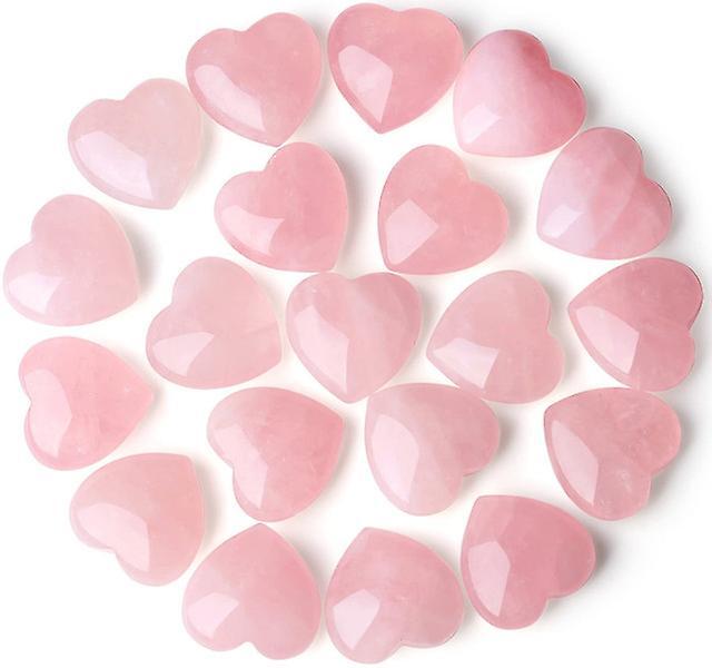 Lanou 20 PCS Rose Quartz Heart Crystals Natural Crystal Polished Healing Cute Love Gemstones Energy Balancing Meditation for Women