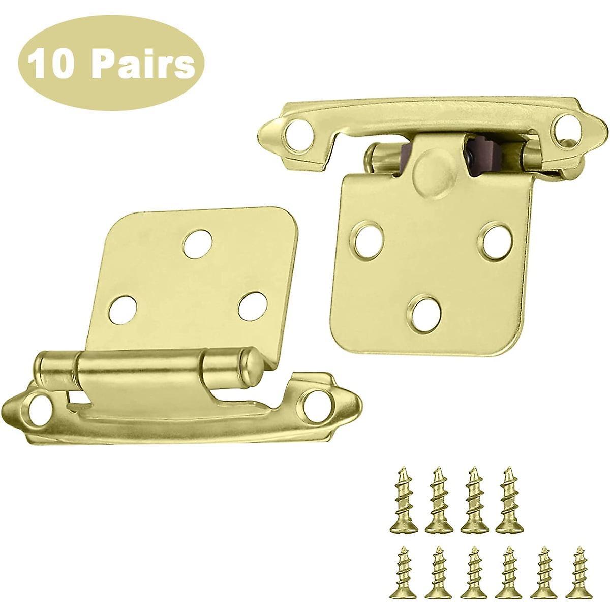 Almi Cabinet Hinges - Self-closing Brass Flush Hinges (10 Pairs)