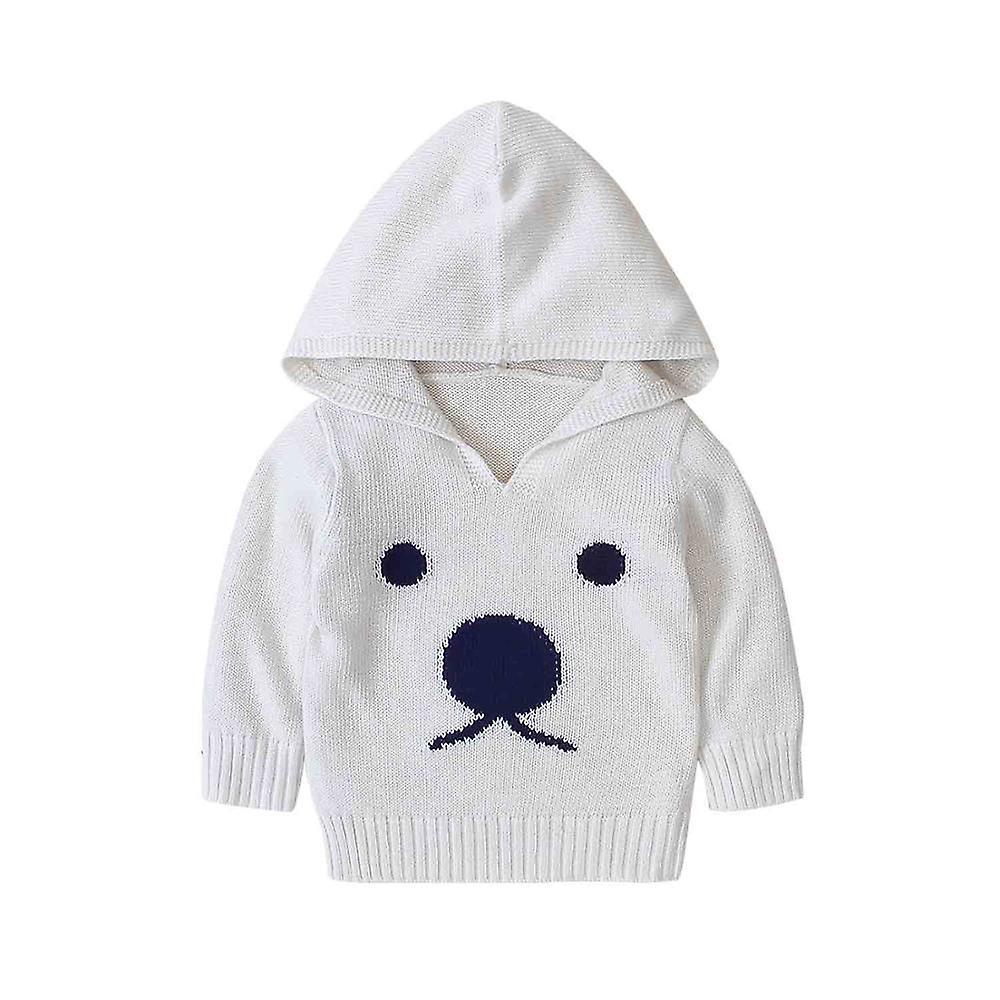 Slowmoose Newborn Baby Knitted Cardigan, Cartoon Pattern Bunny Jumpers White 18M