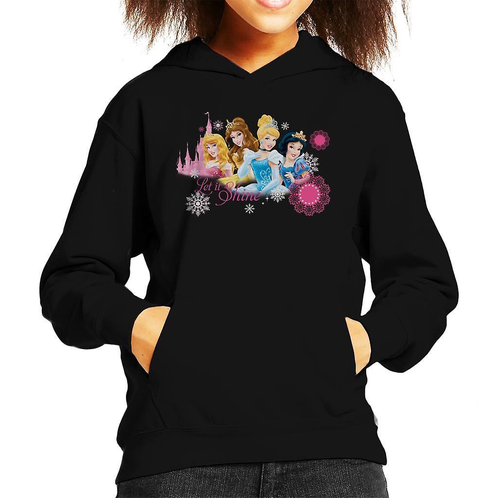 Disney Christmas Princesses Let It Shine Kid's Hooded Sweatshirt Black X-Small (3-4 yrs)