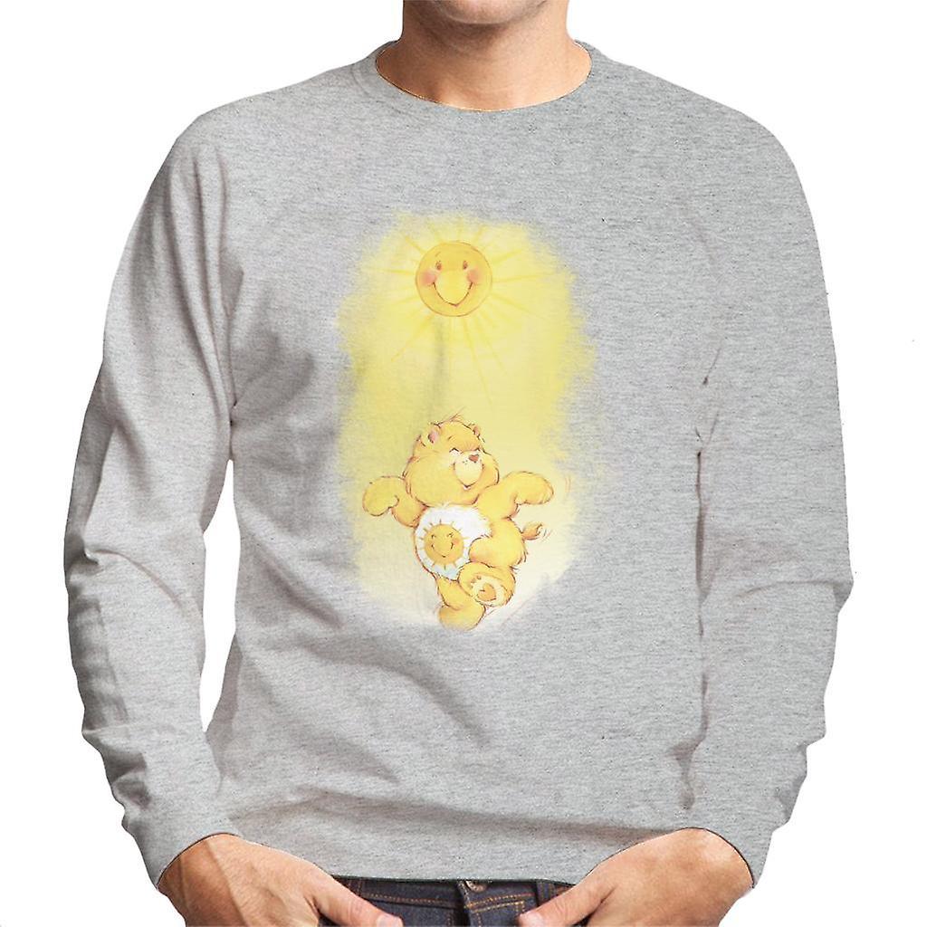 Care Bears Funshine Bear Dancing In The Sun Men's Sweatshirt Heather Grey Small