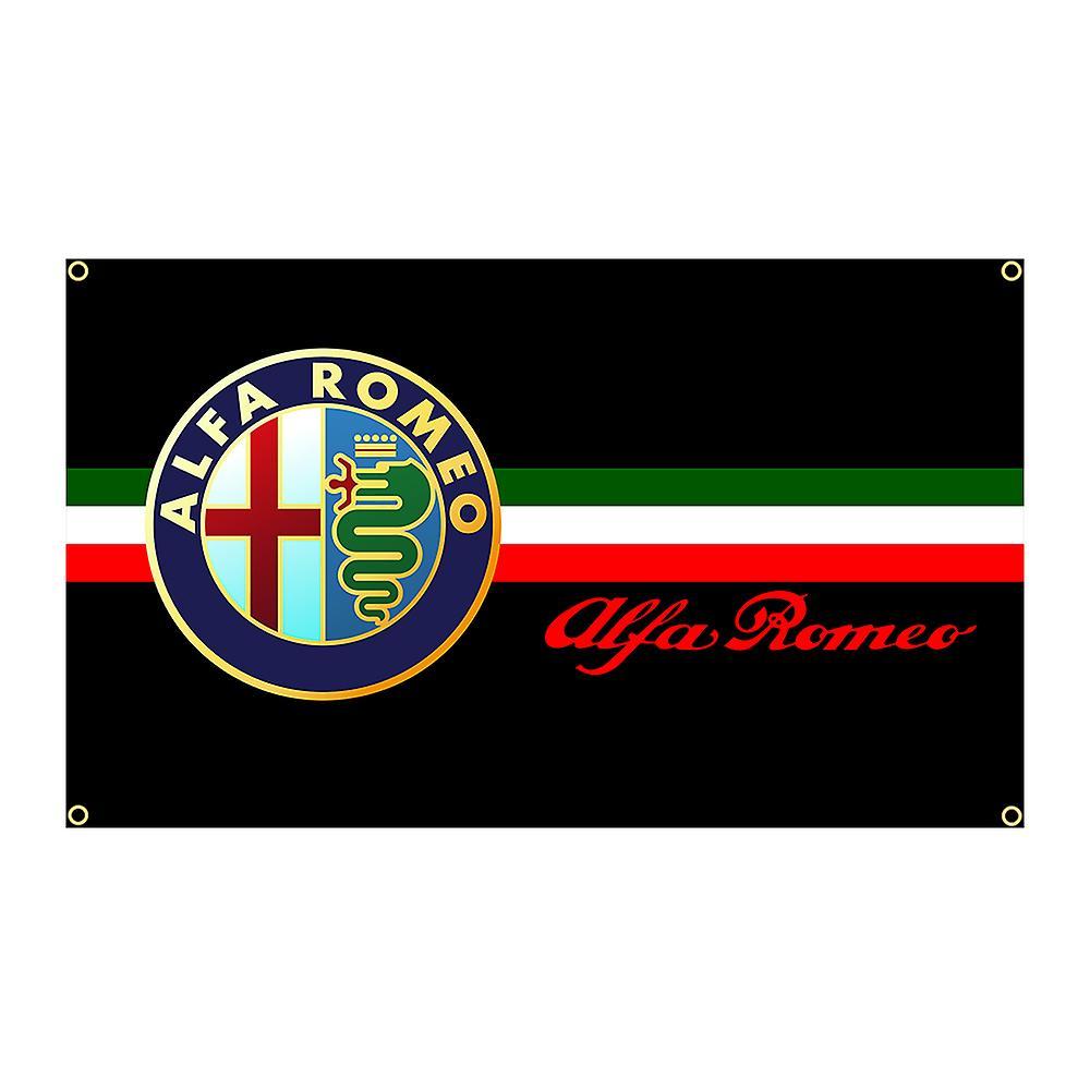 Aionyaaa 90x150cm Alfa Romeos Flag Polyester Printed Super Racing Car Banner Garage Or Outdoor For Decoration 4 Holes In 4 Corners 90 x 150cm