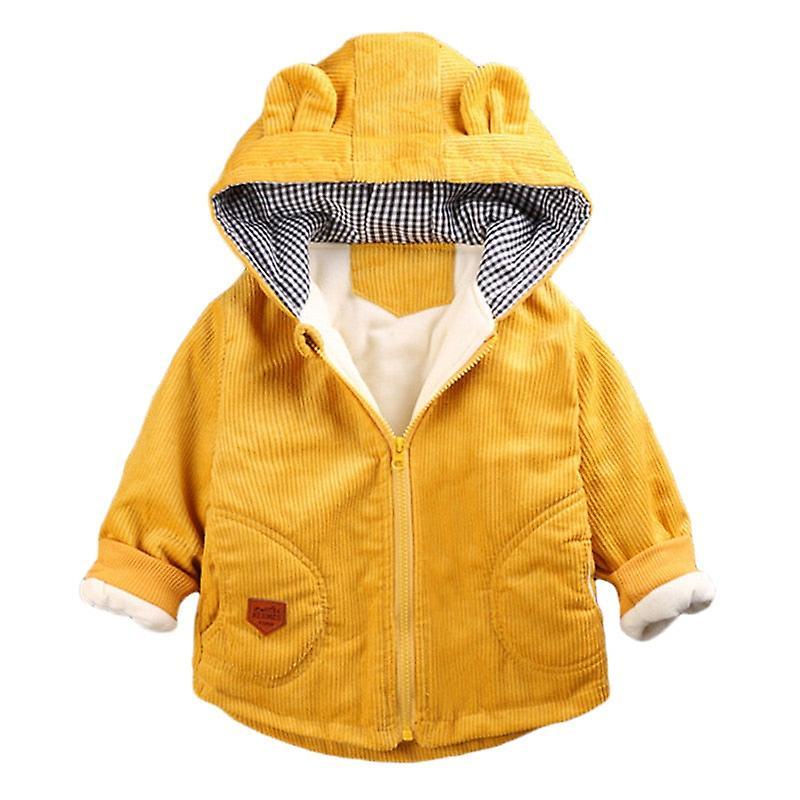 Slowmoose Winter Jacket For Baby Kids Warm, Hooded Outerwear Coat Yellow 18M