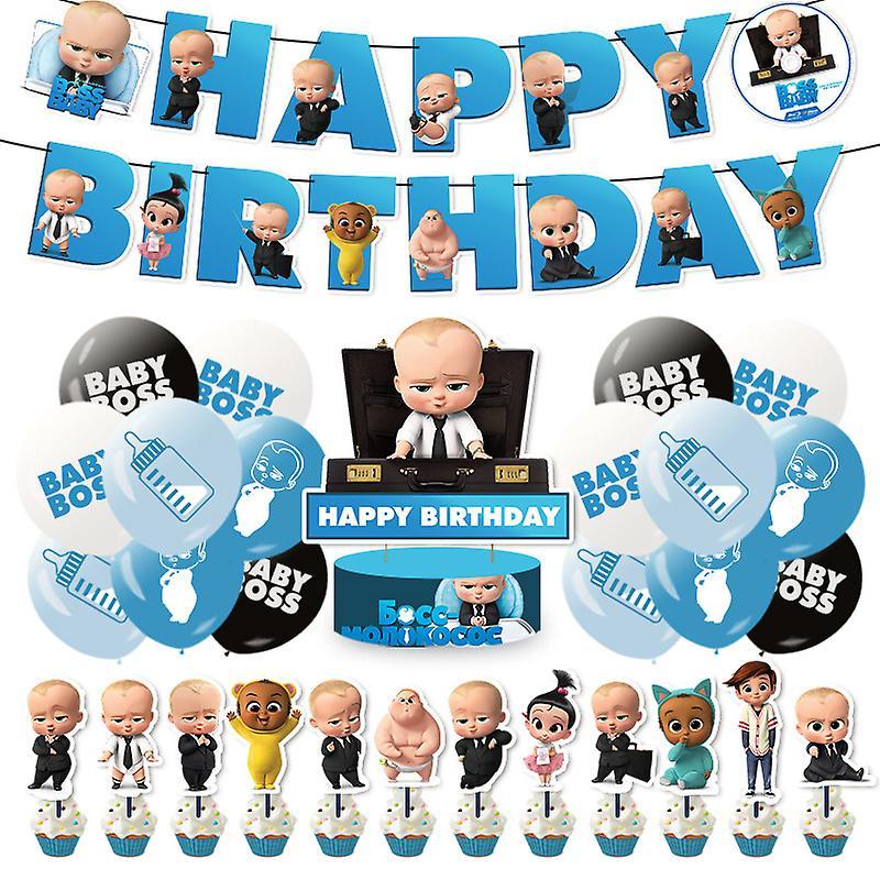 Mmcici Baby Boss Birthday Party Decorations, Happy Birthday Banner Cake Toppers Balloons Set