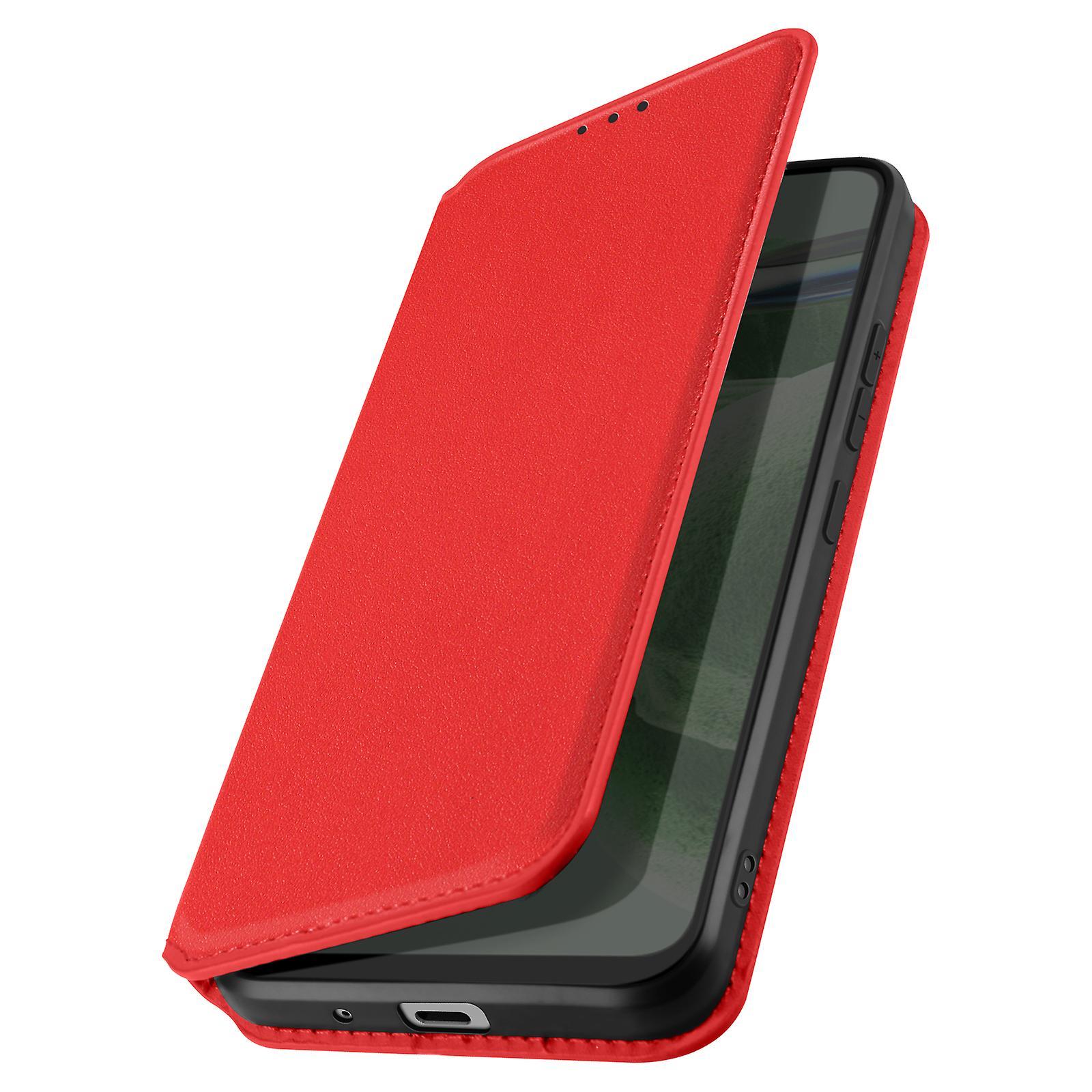 Avizar Flip Case for Galaxy S21 FE Magnetic Card Holder and Video Support Red