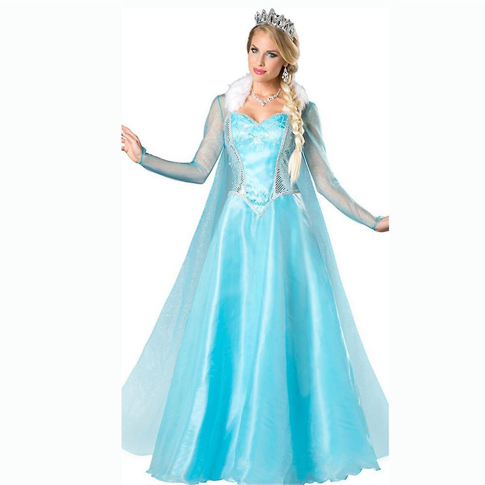 Ochime Women Frozen Princess Elsa Anna Queen Adult Fancy Dress Costume Cosplay Outfit Cloak And Dress L