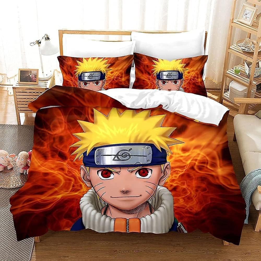 Kerota Duvet Cover Printed D Naruto Duvet Cover Uzumaki Naruto Static Size Set Pieces Duvet Cover + Matching Pillowcases 135*200 CM Single135x200cm